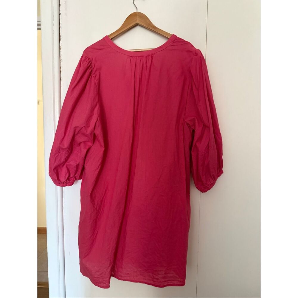 H&M Linen Blend Pink V-Neck Balloon Sleeve Tunic Dress Women’s XL - Picture 6 of 11